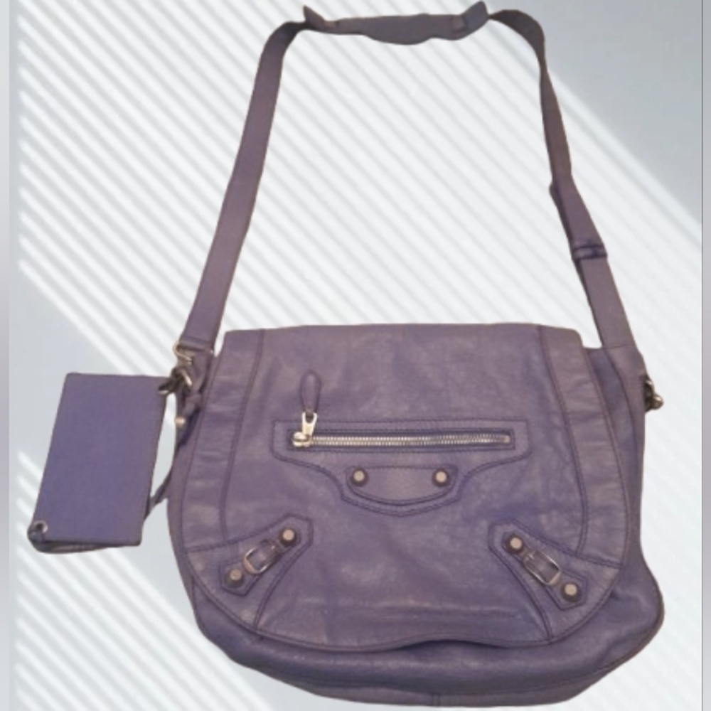 BALENCIAGA Lilac Purple City/Moto Crossbody Shoulder Bag